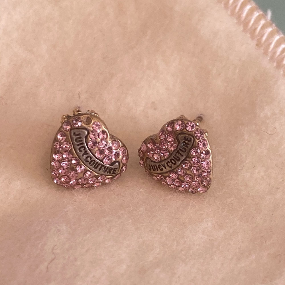 Juicy couture pink heart stud earrings